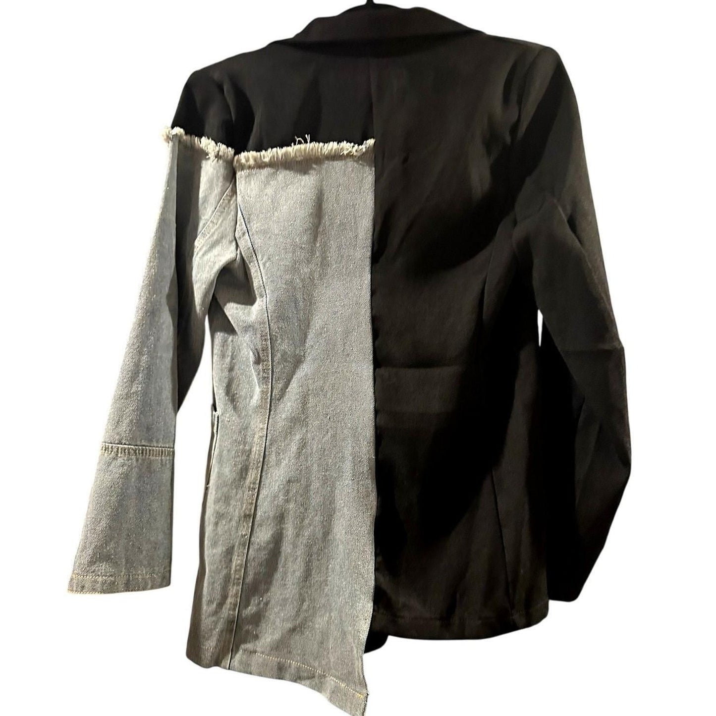 Asymmetrical Denim Blazer – Black/Blue