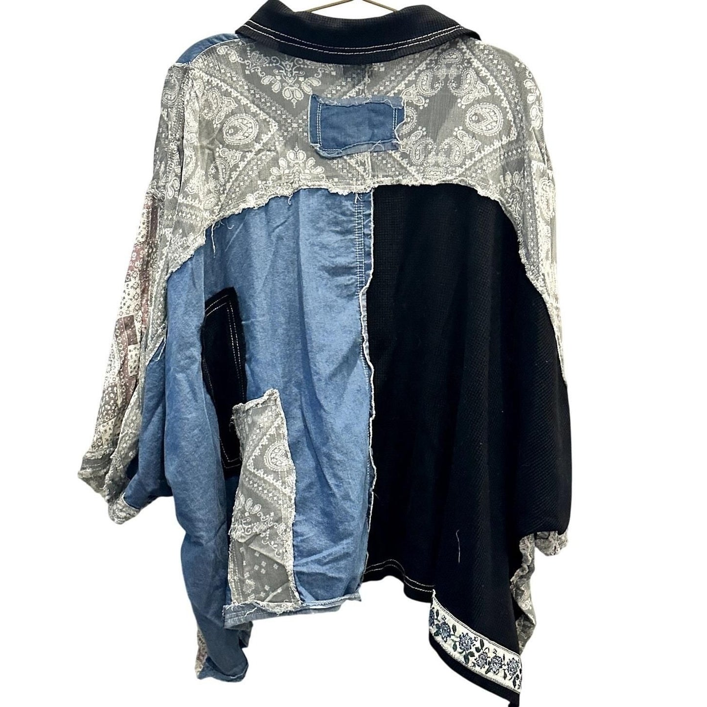 Mixed Patchwork Button-Down Top – Multi