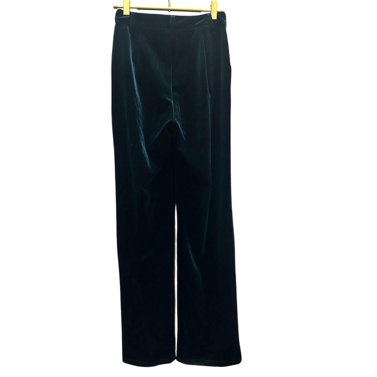Mid-Rise Wide Leg Velvet Pants – Turquoise