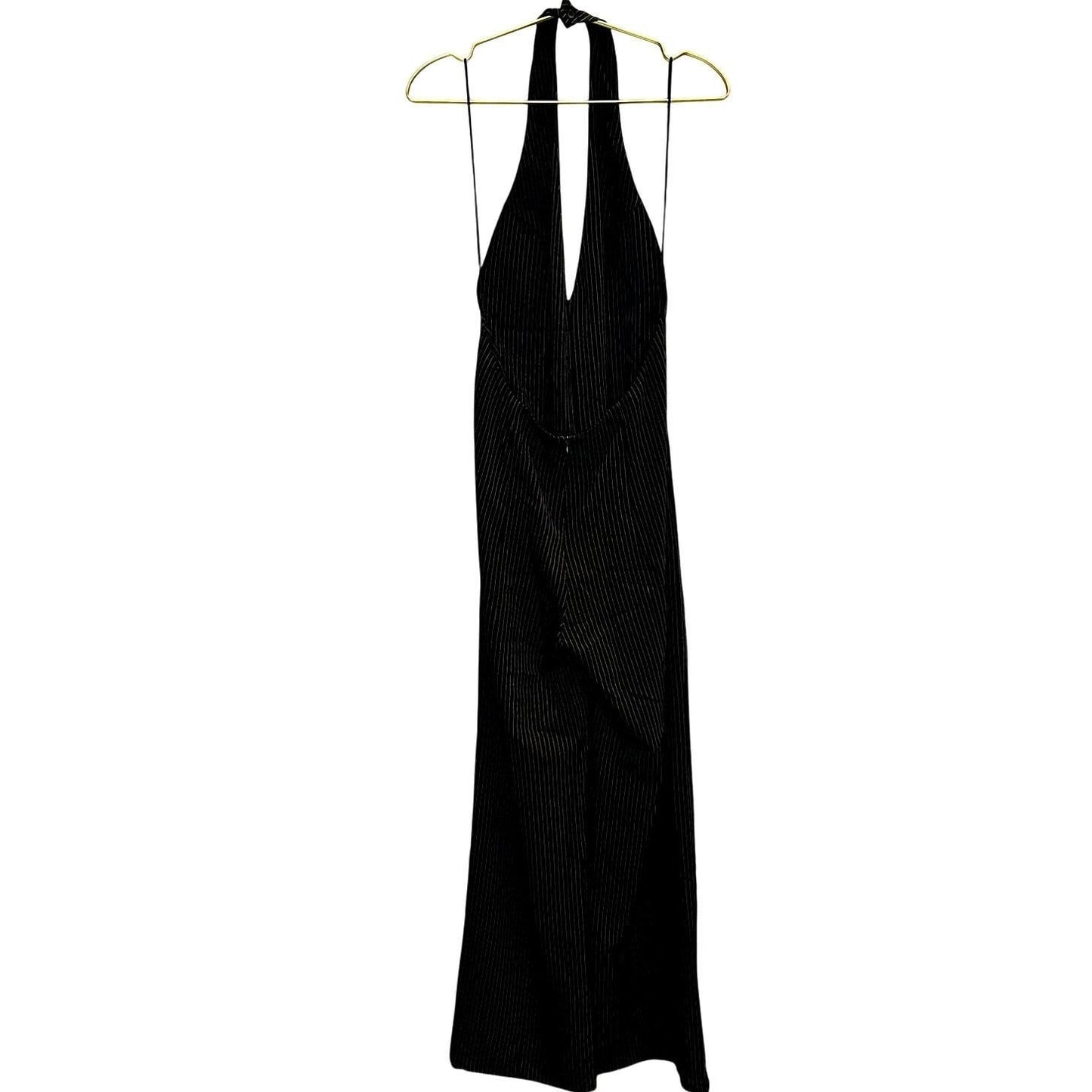 Pinstripe Halter Jumpsuit – Black