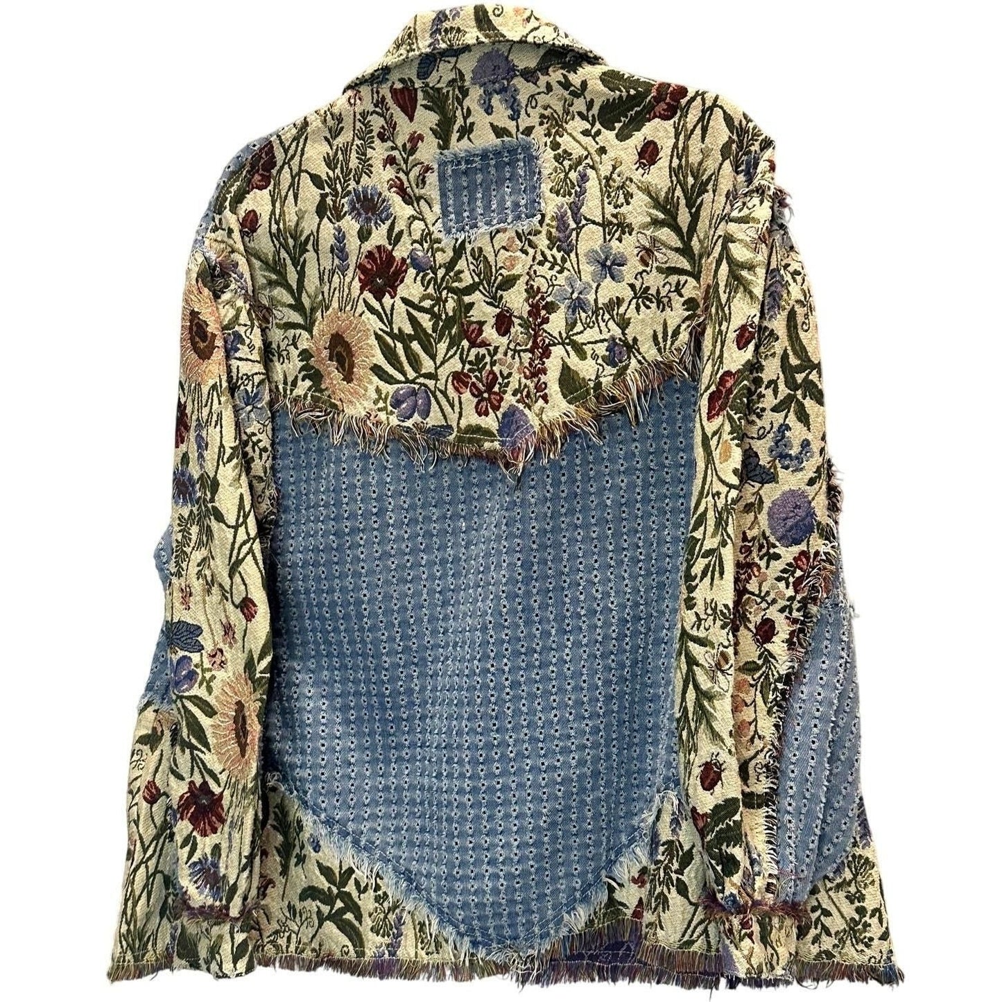 Floral Tapestry Denim Beaded Shacket