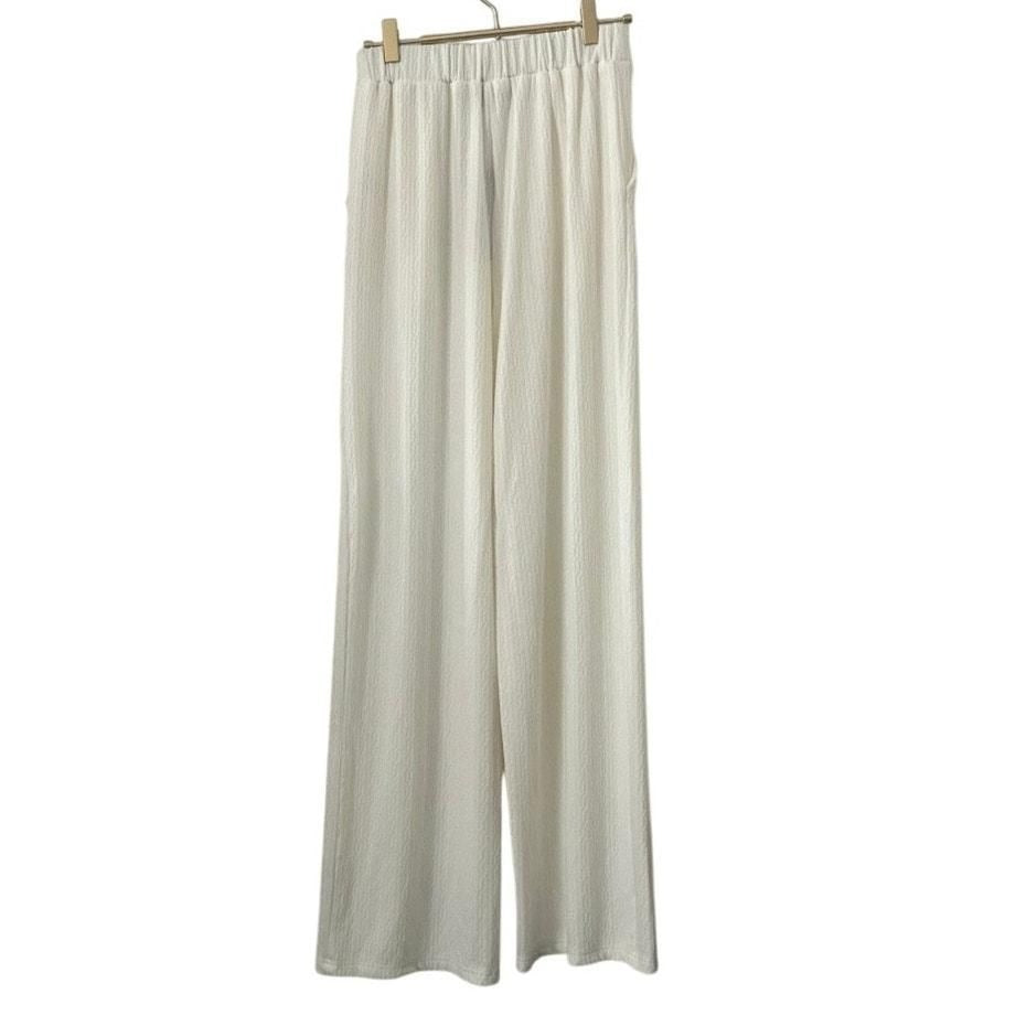 Textured Vest & Wide-Leg Pant Set