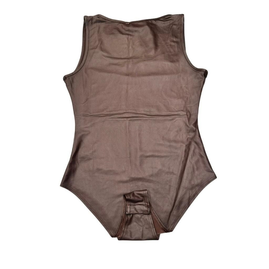 Brown Faux Leather Bodysuit