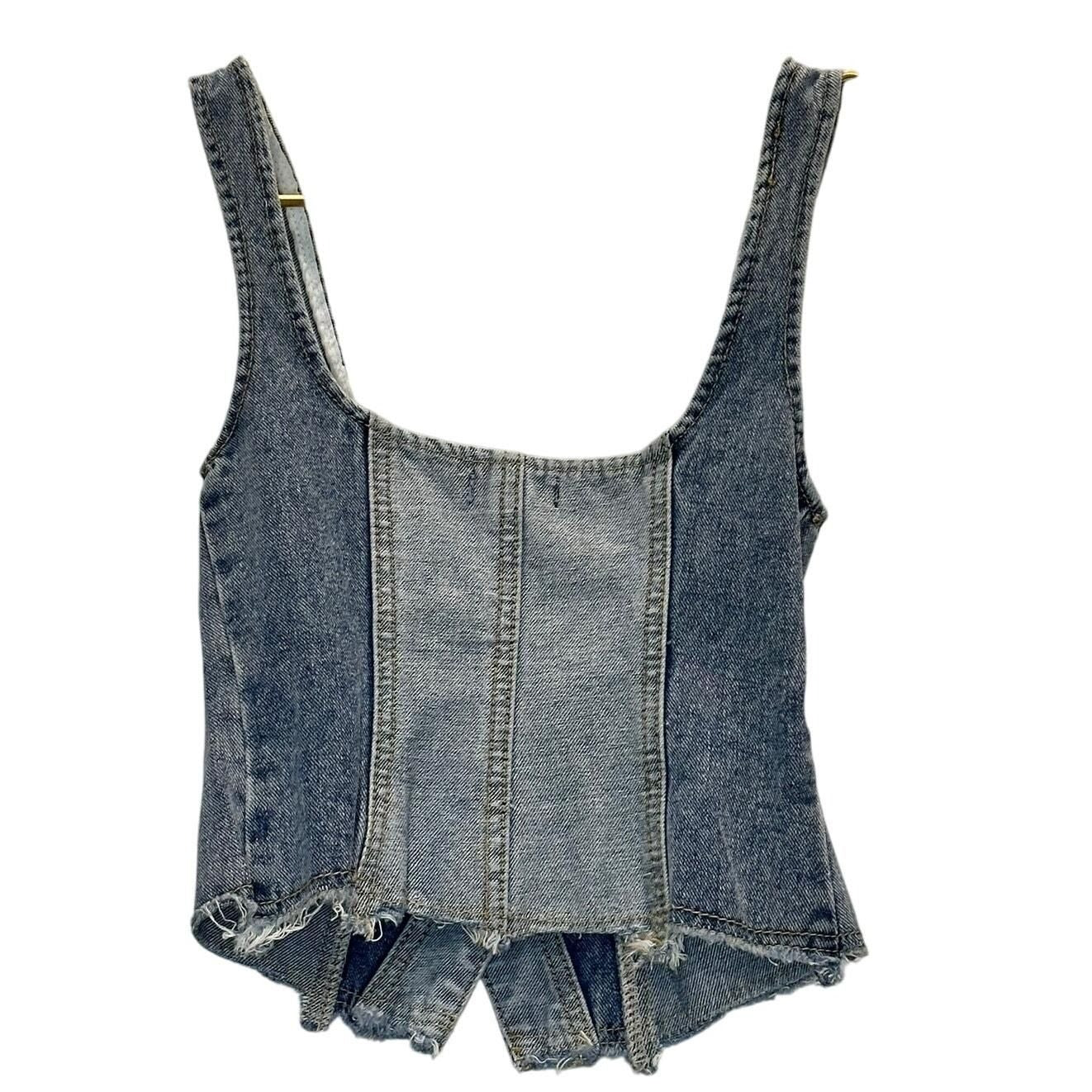 Colourblock Denim Strappy Corset Top – Multi