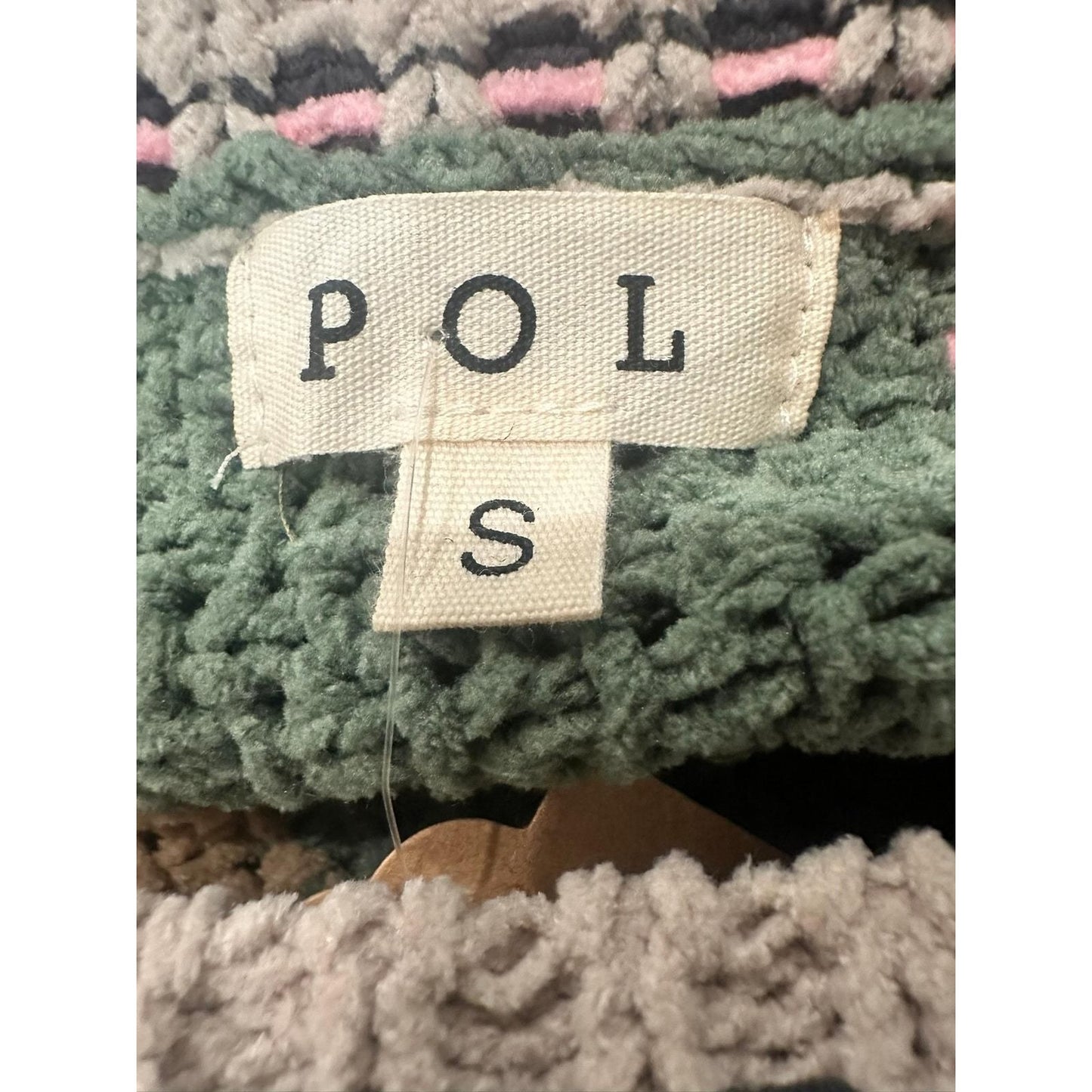 Color Block Chunky Knit Sweater – Green/Beige/Pink