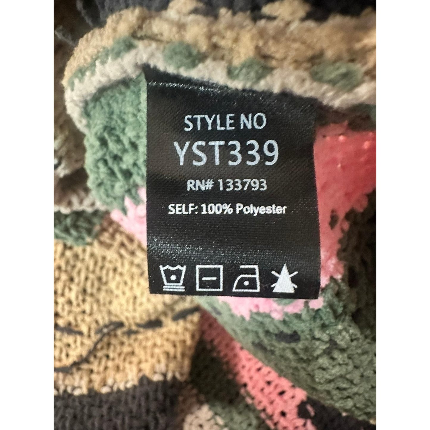 Color Block Chunky Knit Sweater – Green/Beige/Pink