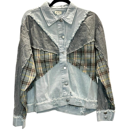 Patchwork Denim Plaid Jacket