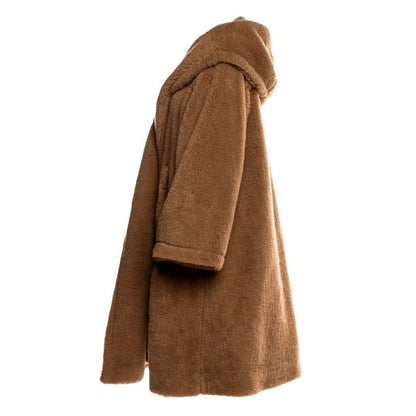 Camel Hooded Teddy Coat