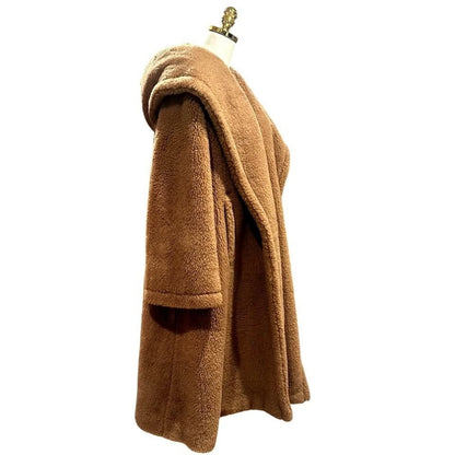 Camel Hooded Teddy Coat