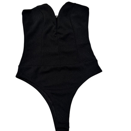 Leader V-Neck Strapless Bodysuit – Black