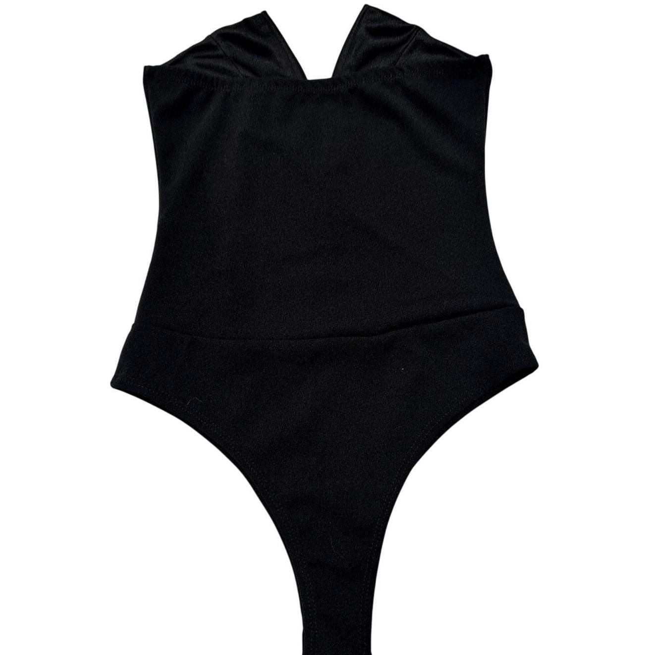 Leader V-Neck Strapless Bodysuit – Black