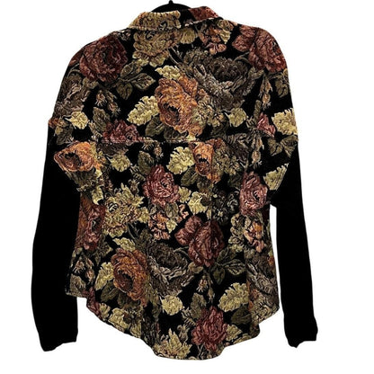 Mixed-Media Floral Patch Button-Down Shirt