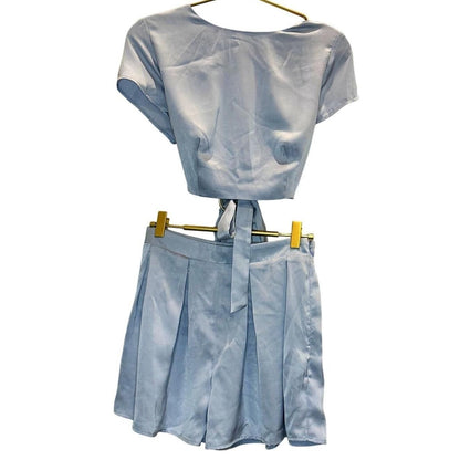 Juno Tied Detail Top & Shorts Set – Blue