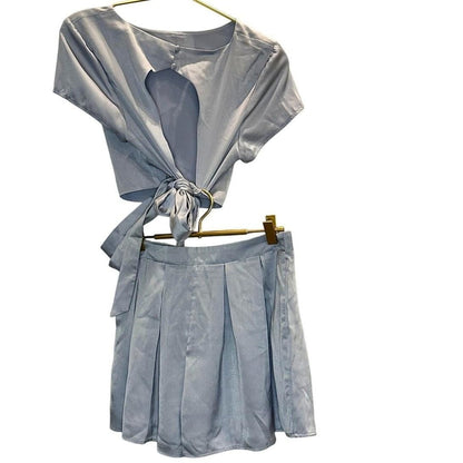 Juno Tied Detail Top & Shorts Set – Blue