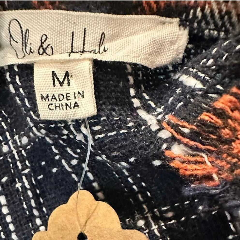 Color Block Frayed Hem Plaid Shacket – Blue/Red Plaid