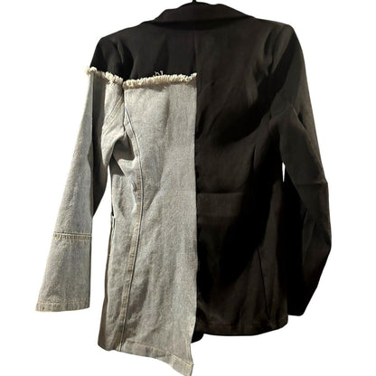 Asymmetrical Denim Blazer – Black/Blue