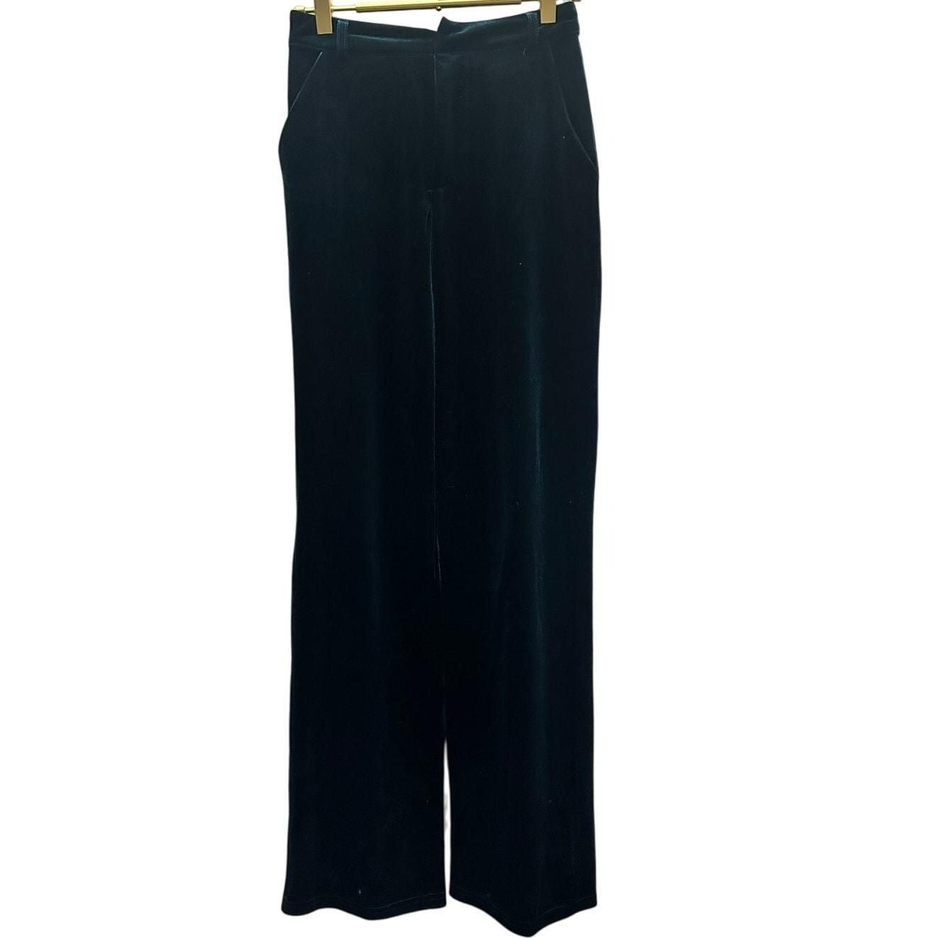 Mid-Rise Wide Leg Velvet Pants – Turquoise