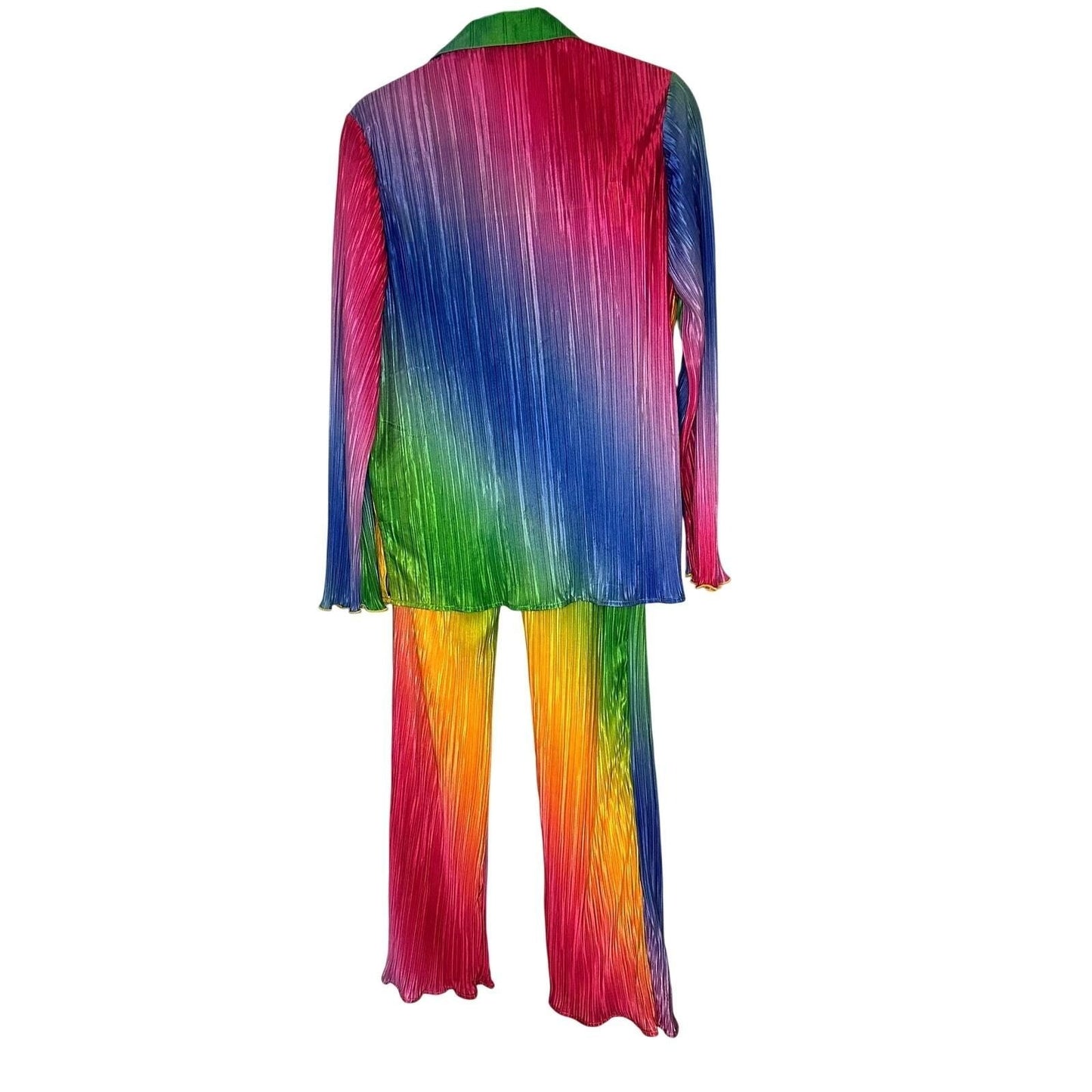 Long Sleeve Plissé Set – Prismatic Rainbow