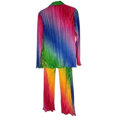 Long Sleeve Plissé Set – Prismatic Rainbow