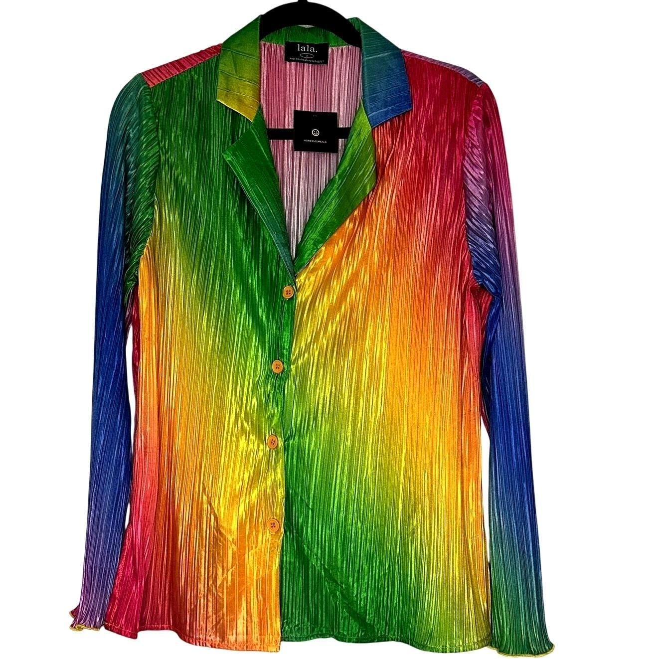 Long Sleeve Plissé Set – Prismatic Rainbow