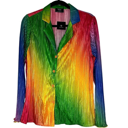 Long Sleeve Plissé Set – Prismatic Rainbow