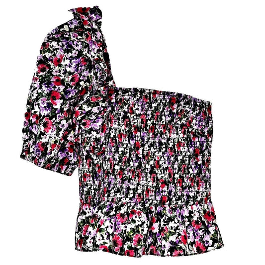 Floral One-Shoulder Smocked Top – Multi