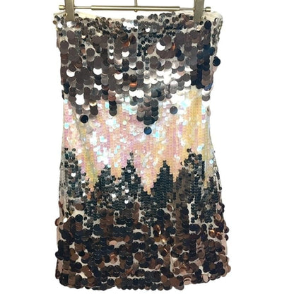 Ombré Sequin Strapless Mini Dress – Silver/Gold