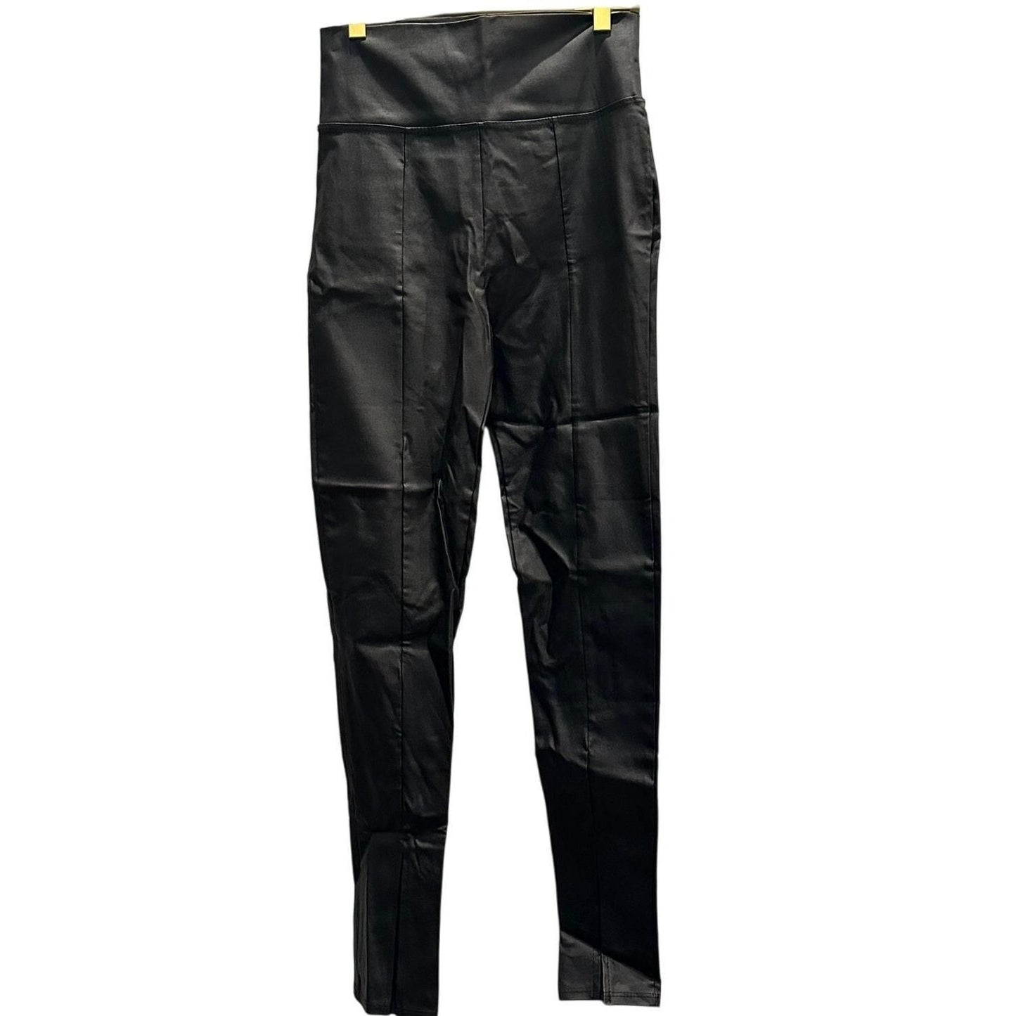 Slit Front Coated Leather Pants