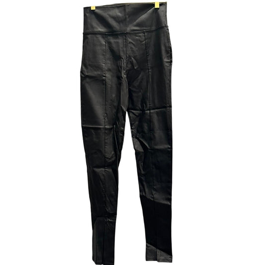 Slit Front Coated Leather Pants