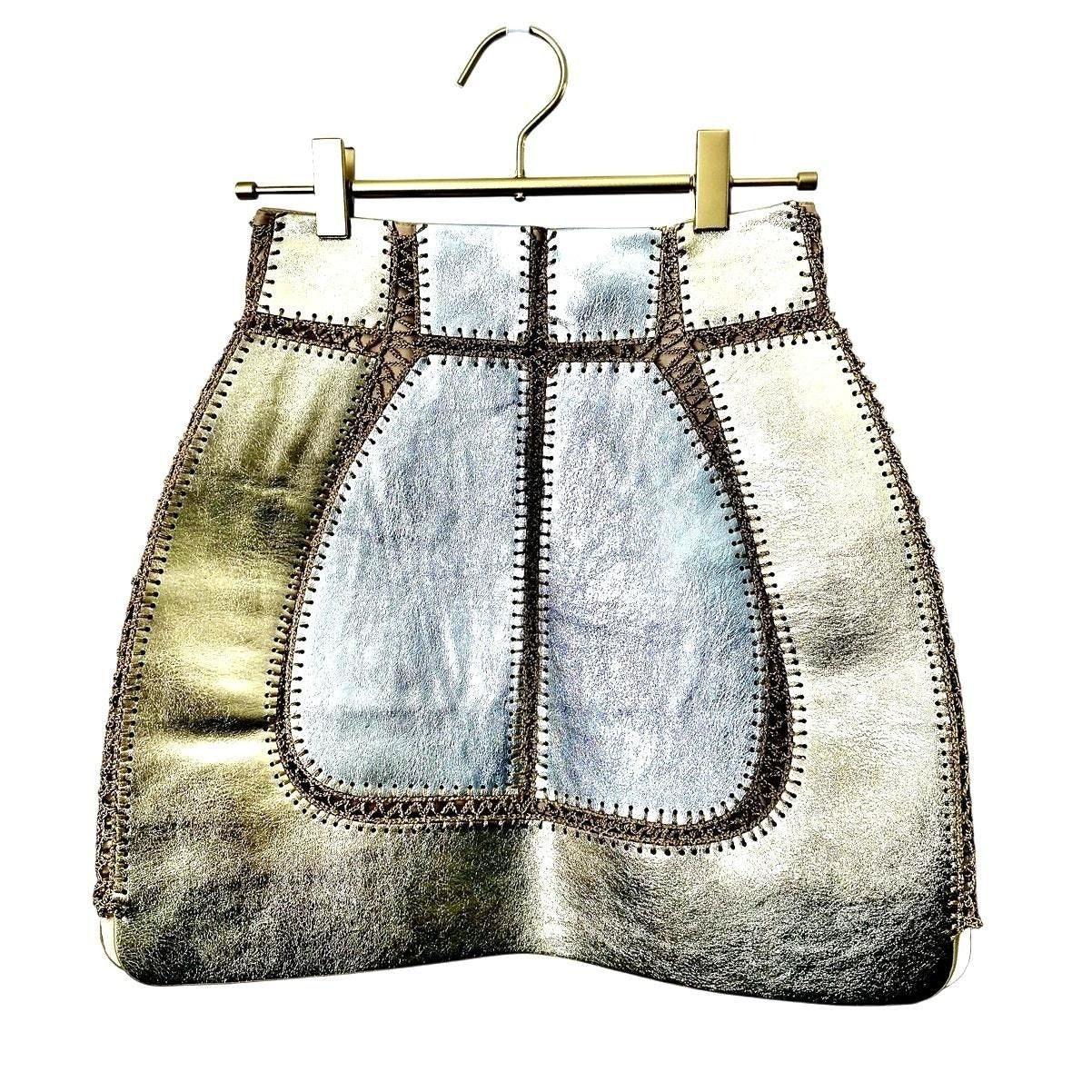 Mixed Metallic Vegan Leather Skirt