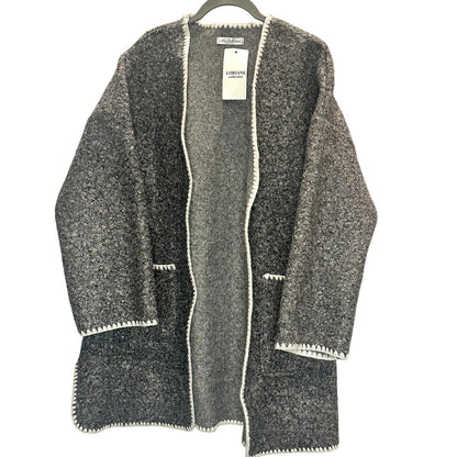 Open Front Textured Cardigan – Grey