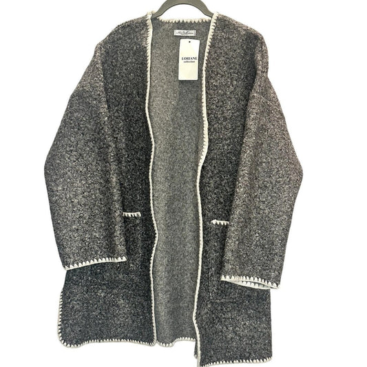 Open Front Textured Cardigan – Grey