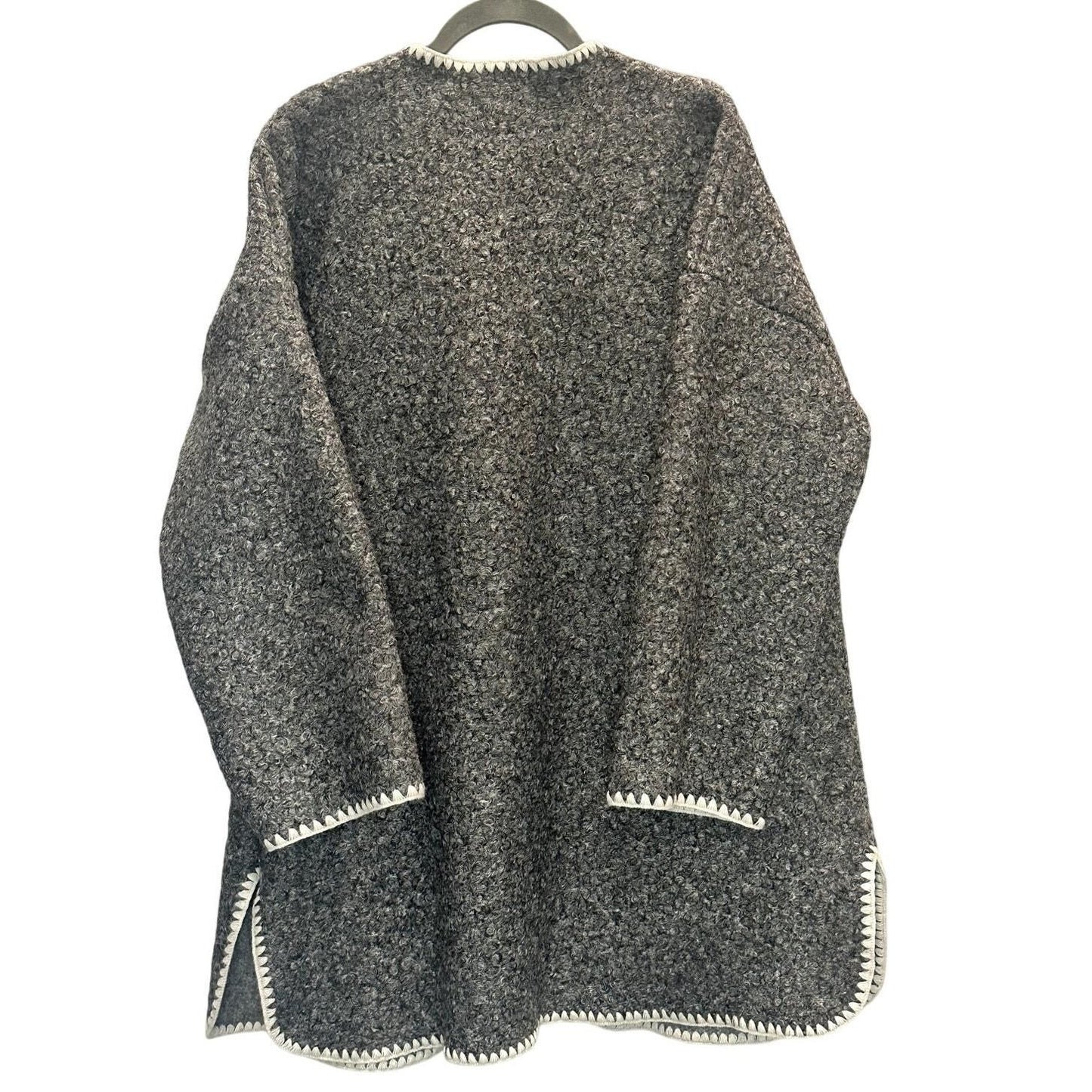 Open Front Textured Cardigan – Grey