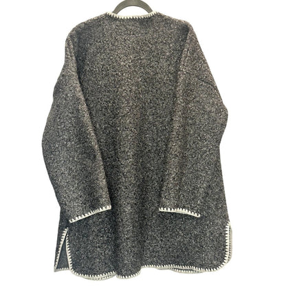 Open Front Textured Cardigan – Grey