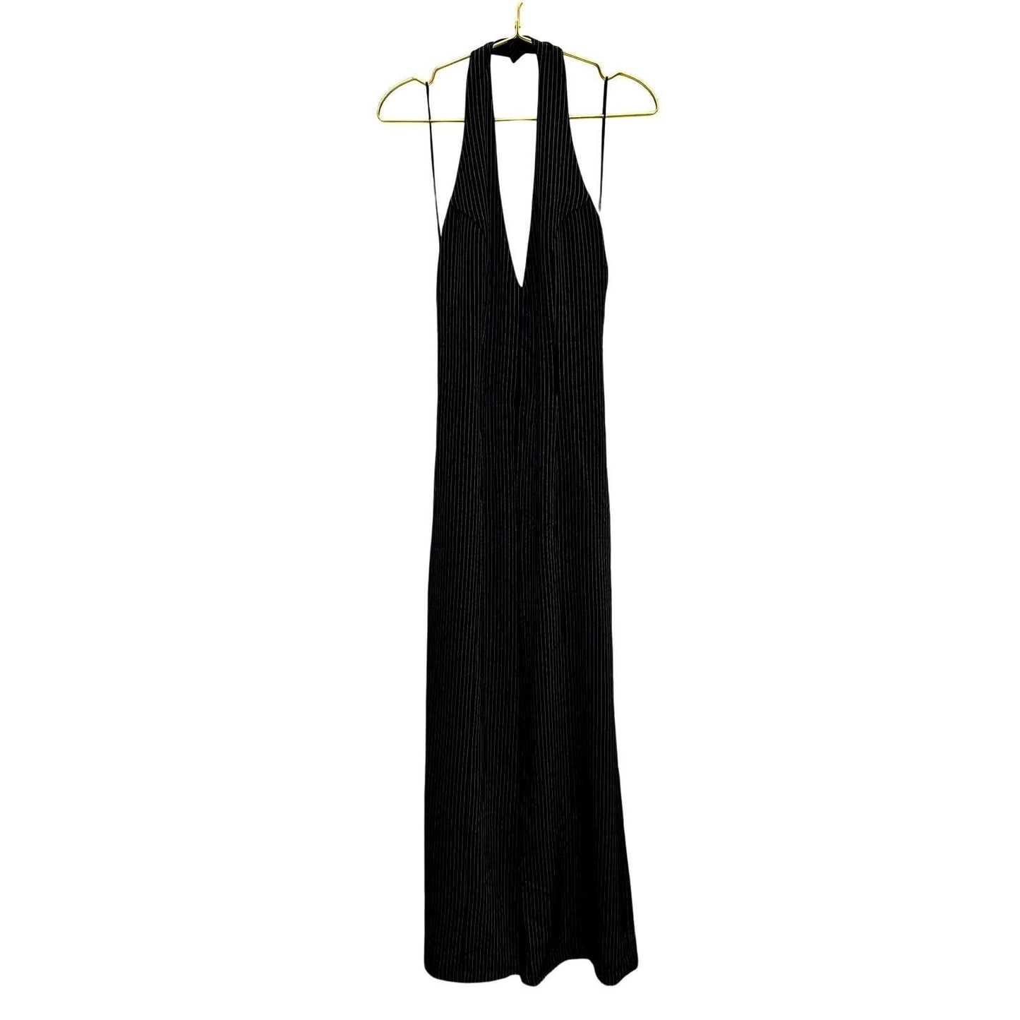 Pinstripe Halter Jumpsuit – Black