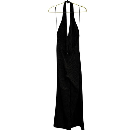 Pinstripe Halter Jumpsuit – Black