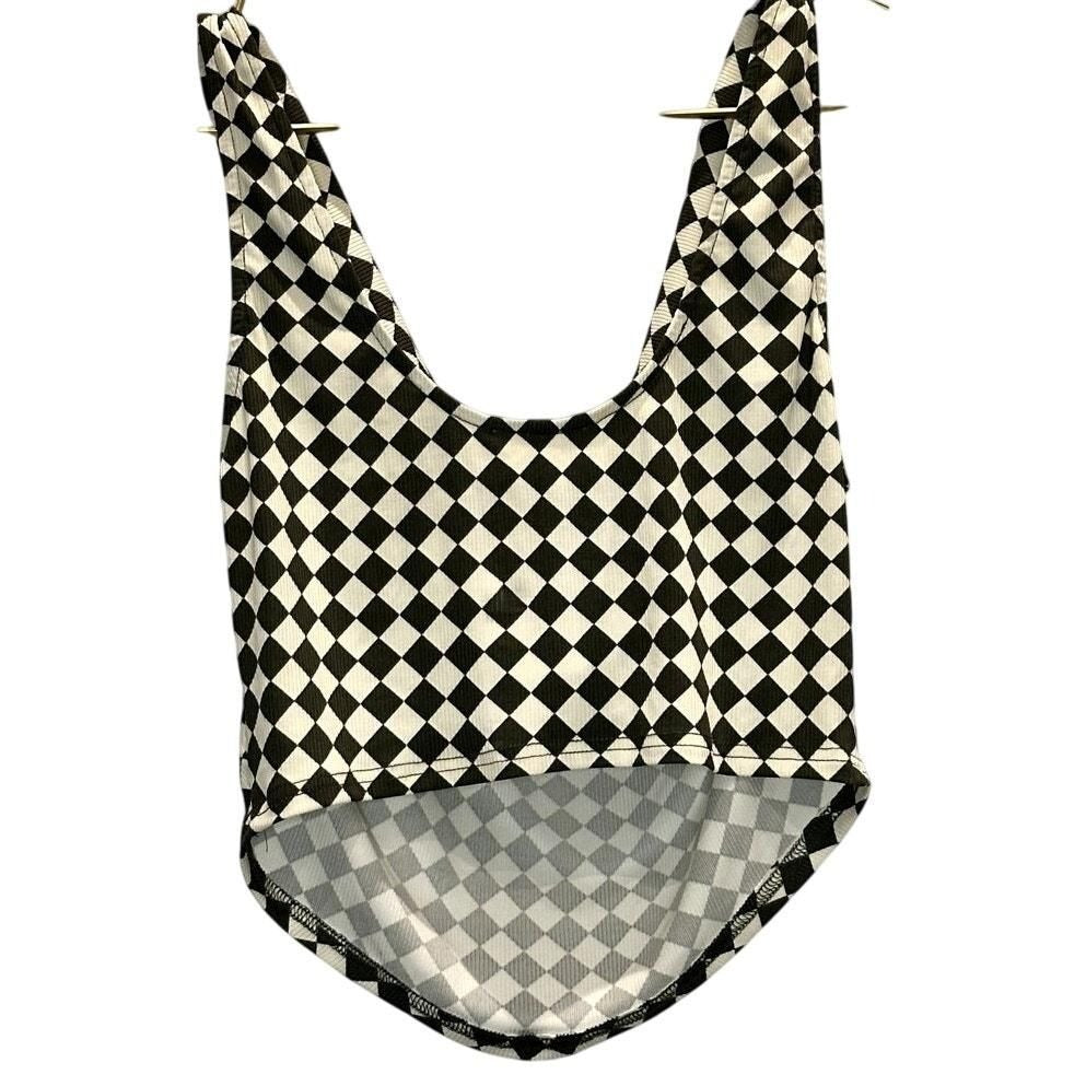 Checkered Cowl Neck Tank