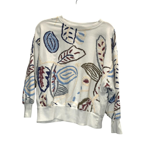Abstract Floral Embroidered Sweatshirt – Ivory Multi