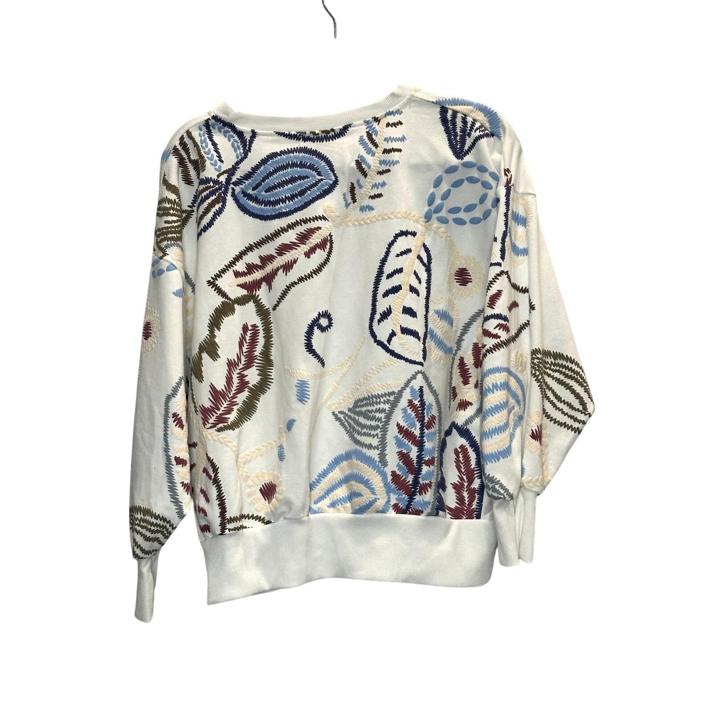 Abstract Floral Embroidered Sweatshirt – Ivory Multi