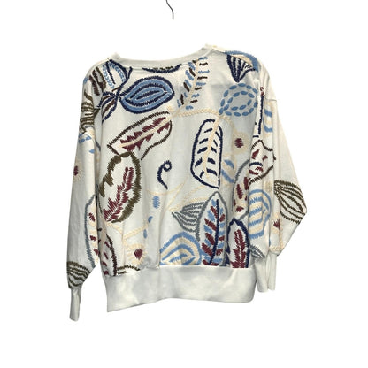 Abstract Floral Embroidered Sweatshirt – Ivory Multi