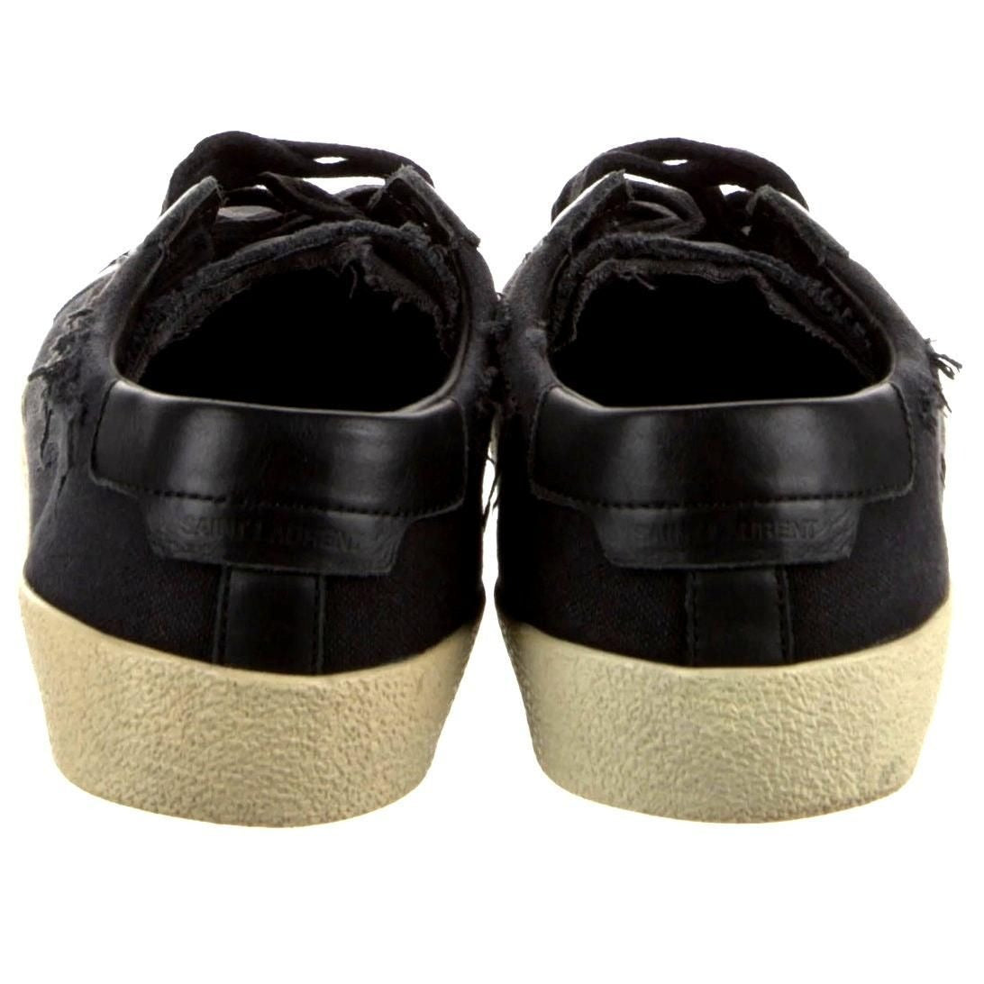 Signature Logo Distressed Canvas Sneakers – Black