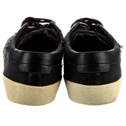Signature Logo Distressed Canvas Sneakers – Black