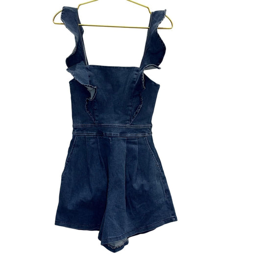 Ruffle Sleeve Denim Romper – Light Denim