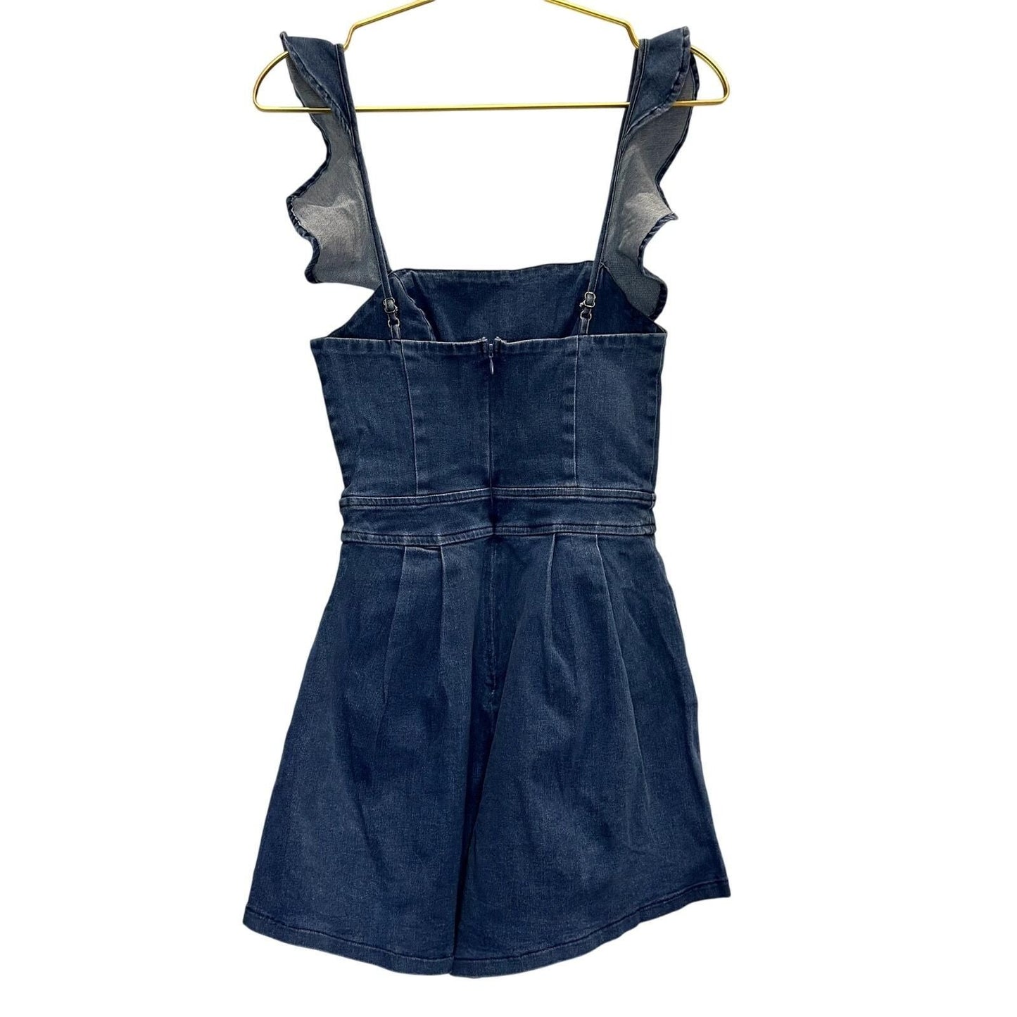 Ruffle Sleeve Denim Romper – Light Denim