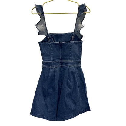 Ruffle Sleeve Denim Romper – Light Denim