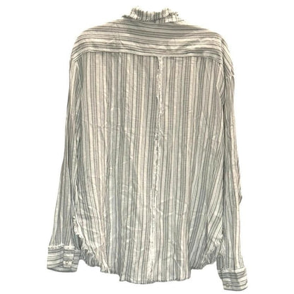 Striped Raw Hem Button-Up Shirt