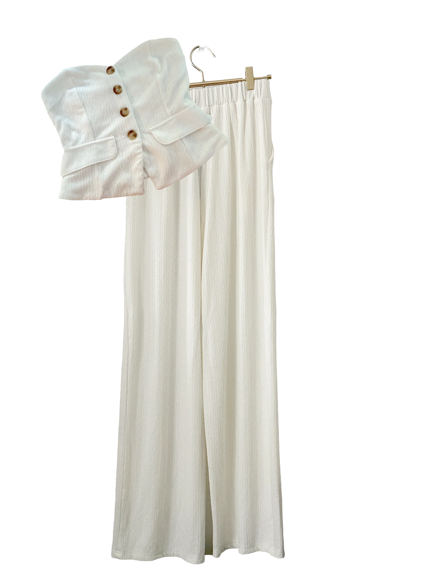 Textured Vest & Wide-Leg Pant Set