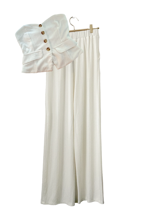 Textured Vest & Wide-Leg Pant Set