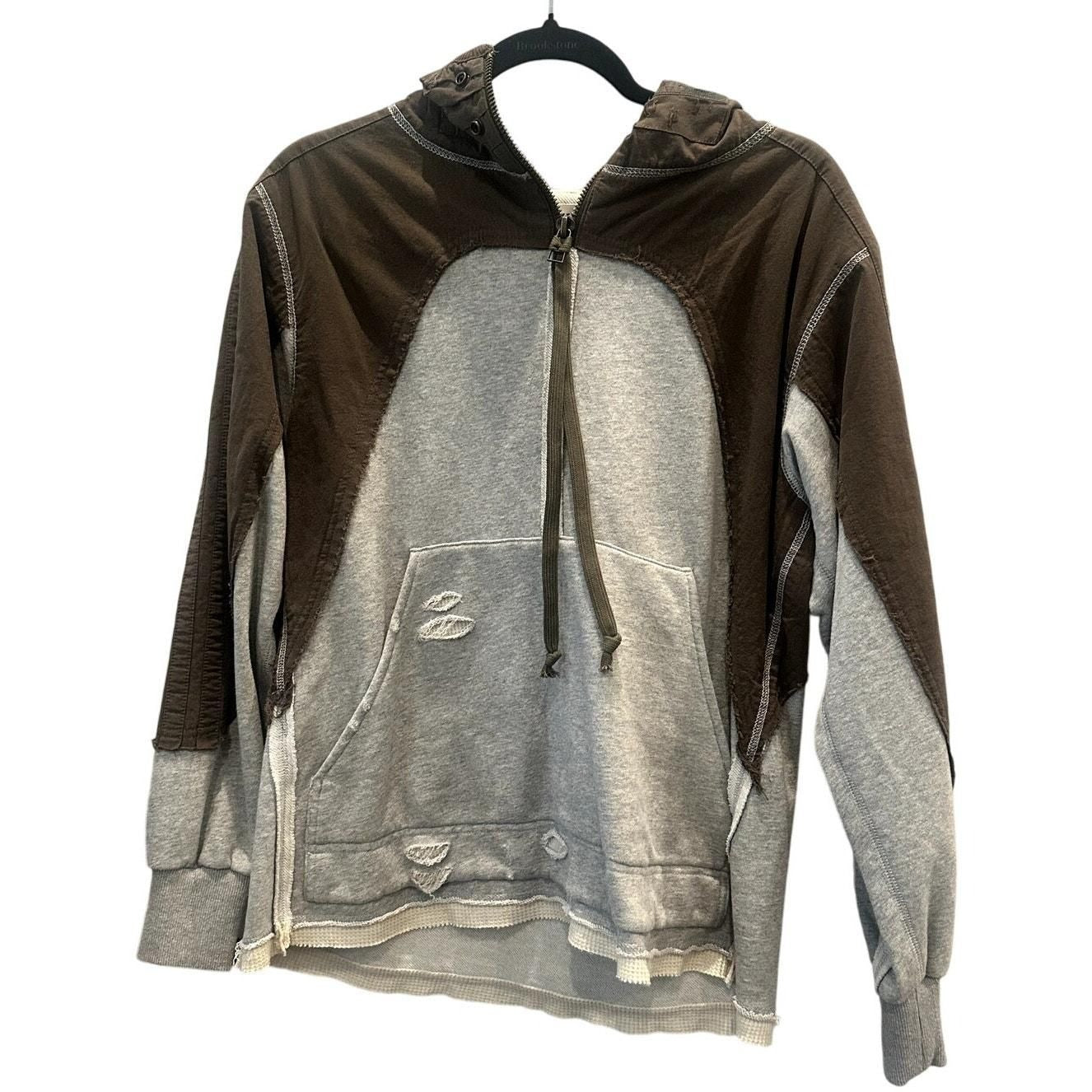 L/S Pieced ¼-Zip Hoodie – Charcoal Mix