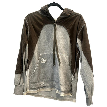 L/S Pieced ¼-Zip Hoodie – Charcoal Mix